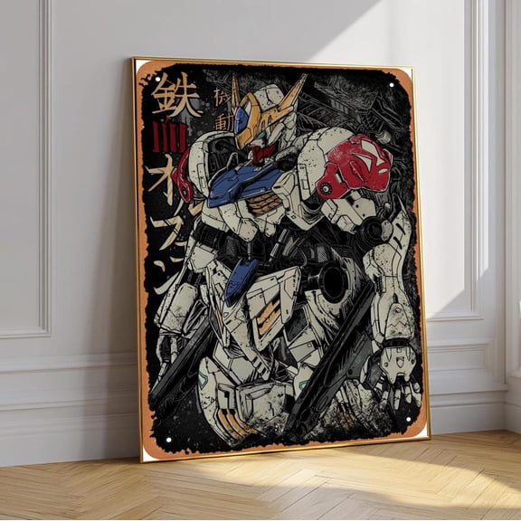 Grunge Mecha Robot Poster, Vintage Japanese Sci-Fi Anime Print, Otaku Room Decor Unframed Size 24''x36'' GooGate