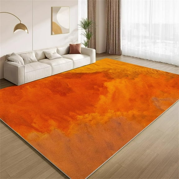 Grunge Orange Rug 4x5ft Area Rugs Abstract Gradient Art Rugs Soft Washable Non Slip Carpet for Room Living Room Bedroom Entry Floor Mats