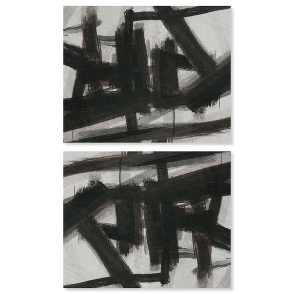 Grunge Outline Set Canvas Set of 2 Abstract Wall Art by Art Remedy, Gallery Wrapped, 20 x 16