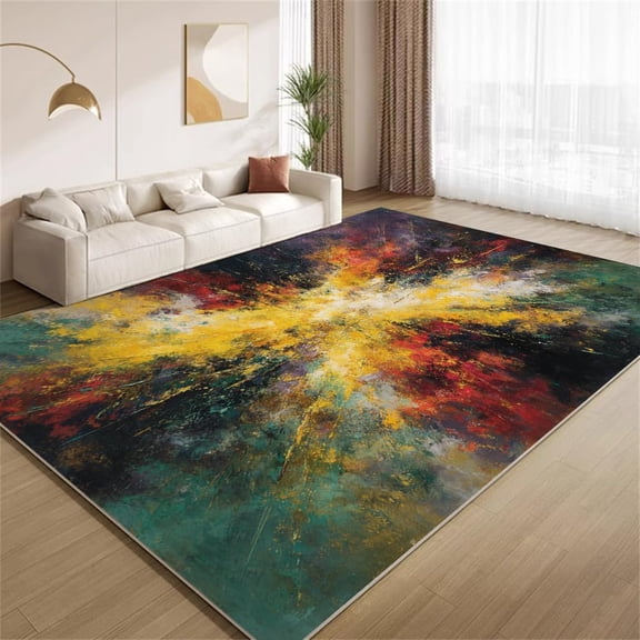 Grunge Paint Area Rugs, Retro Colorful Texture Carpet, Washable Non Slip Low Pile Soft Rug for Living Room Bedroom Entry Decor Mat 3ftx4ft