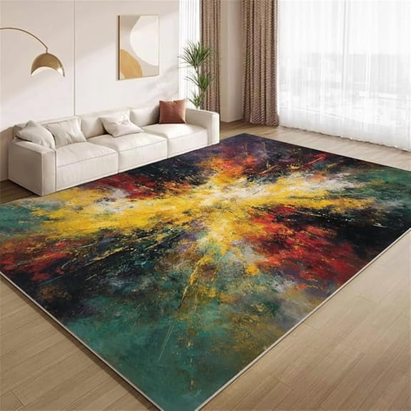 Grunge Paint Splash Area Rugs Retro Colorful Texture Rugs Soft Faux Wool Washable Non Slip Carpet for Teens Boys Girls Kids Room Living Room Bedroom Entry Floor Mats 2 x 3ft