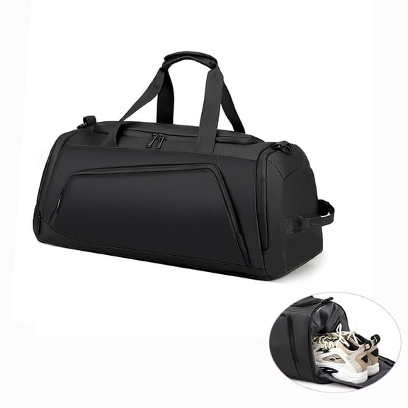 3 In 1 Travel Gym Duffel Bag With Shoes Compartment,Black Waterproof Luggage Sports Backpack For Workout/Fitness Carry On Weekend Overnight