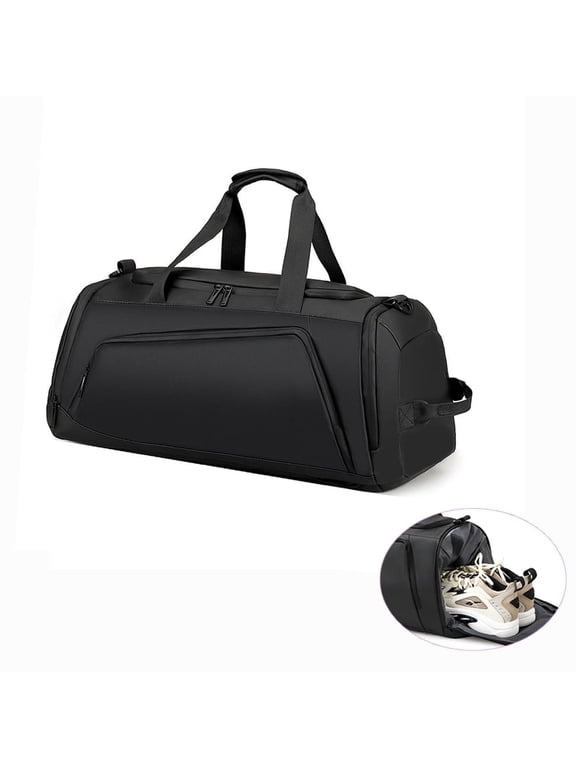 3 In 1 Travel Gym Duffel Bag With Shoes Compartment,Black Waterproof Luggage Sports Backpack For Workout/Fitness Carry On Weekend Overnight