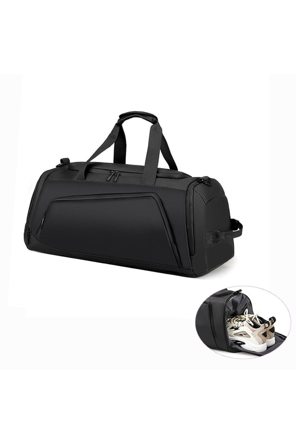 3 In 1 Travel Gym Duffel Bag With Shoes Compartment,Black Waterproof Luggage Sports Backpack For Workout/Fitness Carry On Weekend Overnight