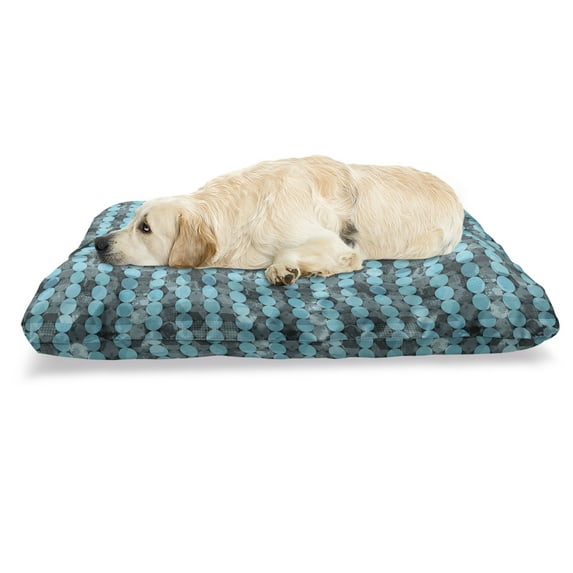 Grunge Pet Bed, Contemporary Art Inspiration with Dots in Cold Colors Freezing Cool Winter Ice, Resistant Pad for Dogs and Cats Cushion with Removable Cover, 24" x 39", Pale Blue Grey, by Ambesonne