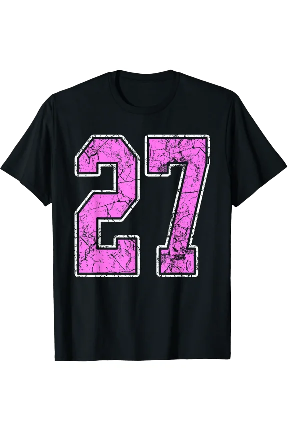 Grunge Pink and Pink Number 27 Jersey Player Uniform #27 T-Shirt, Unisex T-Shirt