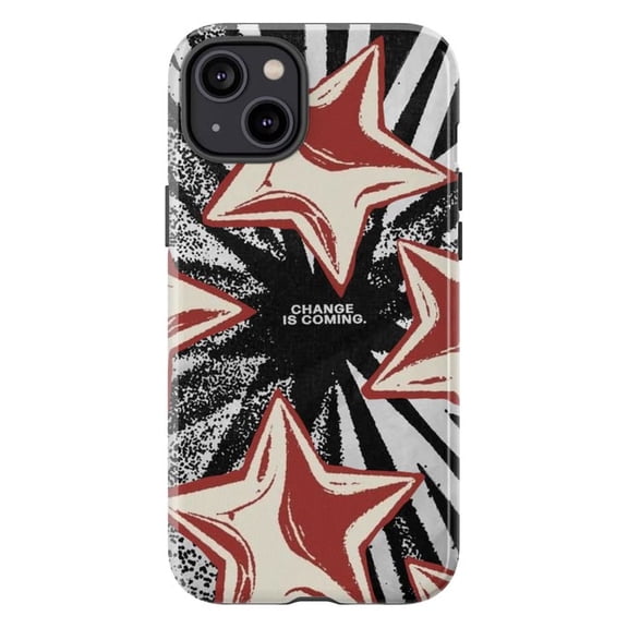 Grunge Red Star Phone Case, Change Is Coming Quote Aesthetic Cover for iPhone 17 16 15 14 13 12 11 Pro Max Plus Mini