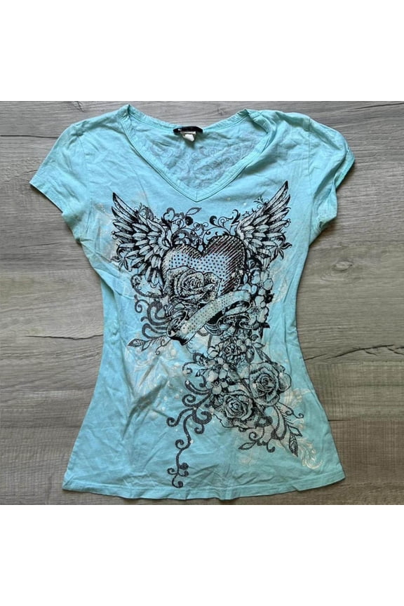 Grunge Shirts Emo Clothes Girls Vintage Graphic Tee Y2k 2000s Goth Top Women Mcbling Short Sleeve Streetwear