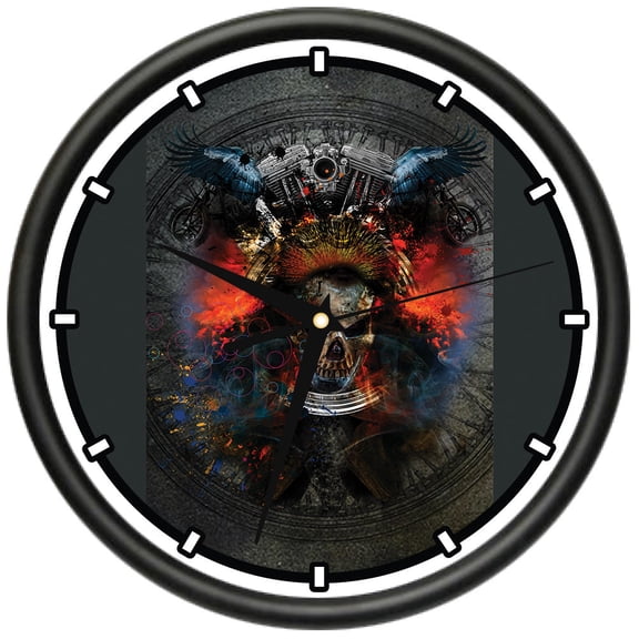 Grunge Skull Design Wall Clock | Precision Quartz Movement | Dcor For School Class Office Bedroom Decoration