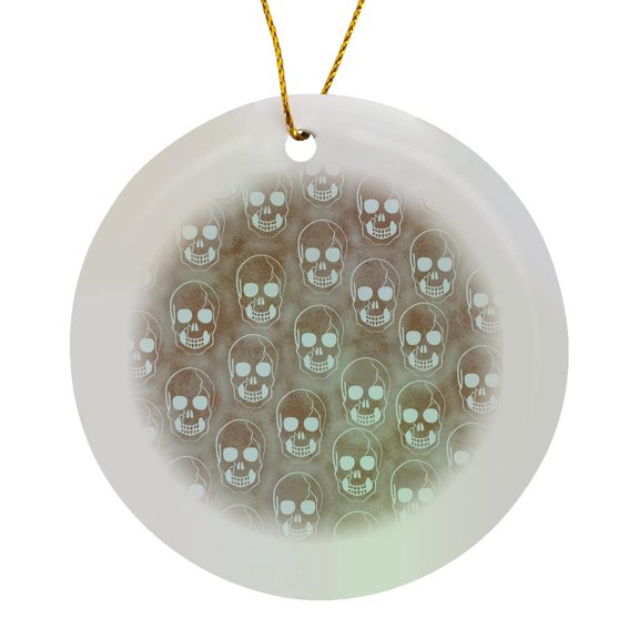 3drose, Grunge Smoke Haze Skulls, Circle Porcelain Ornament