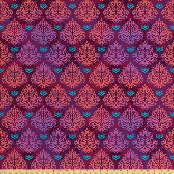 Ambesonne Grunge Fabric by the Yard Upholstery, Natural Lilac Pattern, 2 Yards, Multicolor