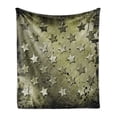 thumbnail image 1 of Grunge Soft Flannel Fleece Blanket, Grunge Effect with Carving Art Style Star Patterns Marine Themed Industrial Illustration, Cozy Plush for Indoor and Outdoor Use, 50" x 70", Olive, by Ambesonne, 1 of 5