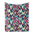 thumbnail image 1 of Grunge Soft Flannel Fleece Blanket, Hipster Zigzag Herringbone Retro Style Pattern Chevron Triangles with Grunge Effect, Cozy Plush for Indoor and Outdoor Use, 50" x 60", Multicolor, by Ambesonne, 1 of 5