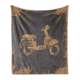 thumbnail image 1 of Grunge Soft Flannel Fleece Blanket, Retro Motorcycle with Murky Effects Vintage Sports Illustration Image, Cozy Plush for Indoor and Outdoor Use, 50" x 70", Charcoal Grey Pale Brown, by Ambesonne, 1 of 5