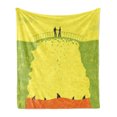 thumbnail image 1 of Grunge Soft Flannel Fleece Throw Blanket, 2 Men Shaking Hands and Sharks Under the Bridge Business Murky Illustration, Cozy Plush for Indoor and Outdoor Use, 60" x 80", Yellow Green, by Ambesonne, 1 of 6