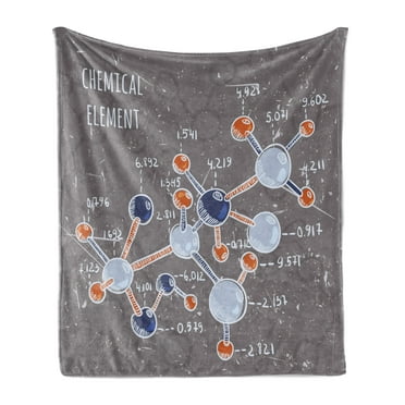 Grunge Soft Flannel Fleece Throw Blanket, Chemistry Laboratory Display Formula Science Graphic Design Print, Cozy Plush for Indoor and Outdoor Use, 50" x 60", Dimgray Orange White, by Ambesonne
