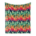 thumbnail image 1 of Grunge Soft Flannel Fleece Throw Blanket, Colorful Graffiti Inspired Pattern Cool Crazy Funky Display Urban City Street Art, Cozy Plush for Indoor and Outdoor Use, 50" x 70", Multicolor, by Ambesonne, 1 of 5