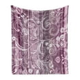 thumbnail image 1 of Grunge Soft Flannel Fleece Throw Blanket, Flowers and Leaves with Curved Stems Ornate Style Artwork on Striped Background Print, Cozy Plush for Indoor and Outdoor Use, 70" x 90", Lilac, by Ambesonne, 1 of 5