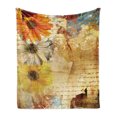 thumbnail image 1 of Grunge Soft Flannel Fleece Throw Blanket, Flowers Lettering Poetry Orange Yellow Daisy Art Paint Splashes Graphic Print, Cozy Plush for Indoor and Outdoor Use, 60" x 80", Multicolor, by Ambesonne, 1 of 6