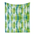 thumbnail image 1 of Grunge Soft Flannel Fleece Throw Blanket, Geometric Oval Shapes Elliptic Vertical Curves Nature Theme Pattern, Cozy Plush for Indoor and Outdoor Use, 60" x 80", Apple Green Turquoise, by Ambesonne, 1 of 6
