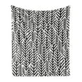 thumbnail image 1 of Grunge Soft Flannel Fleece Throw Blanket, Monochrome Abstract Leaf Modern Art Inspiration Nature Growth Theme Striped, Cozy Plush for Indoor and Outdoor Use, 50" x 70", Black White, by Ambesonne, 1 of 5