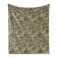 thumbnail image 1 of Grunge Soft Flannel Fleece Throw Blanket, Nostalgic Pins from Different Countries Graphic Design Uniform Style Pattern, Cozy Plush for Indoor and Outdoor Use, 50" x 70", Army Green Tan, by Ambesonne, 1 of 6