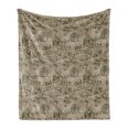 thumbnail image 1 of Grunge Soft Flannel Fleece Throw Blanket, Nostalgic Pins from Different Countries Graphic Design Uniform Style Pattern, Cozy Plush for Indoor and Outdoor Use, 60" x 80", Army Green Tan, by Ambesonne, 1 of 6