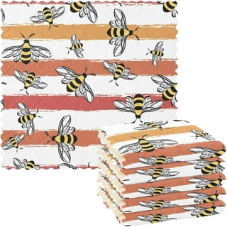 2 Bumble Bees Pink Yellow Black Gray Kitchen Towels 2-in-1 Dual