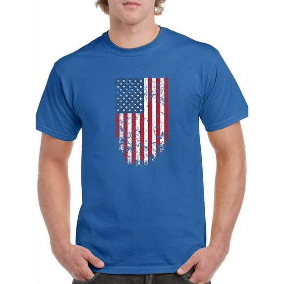 Grunge Style, American Flag. Men T-Shirt, Male Large