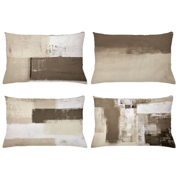 Ambesonne Throw Pillow Cover 4 Pack, , 12"x20", Taupe Dark Eggshell