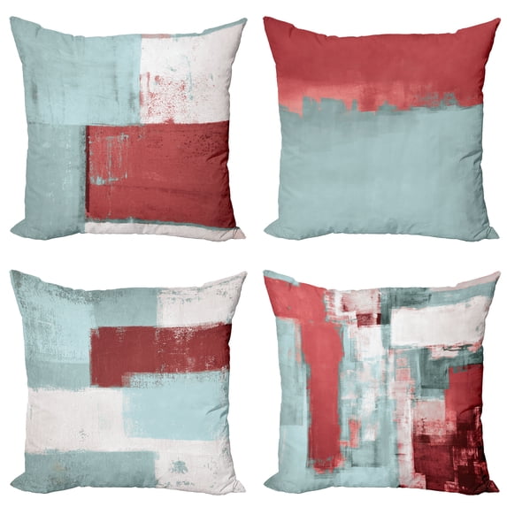 Ambesonne Throw Pillow Cover 4 Pack, , 16", Dried Rose and Pale Teal