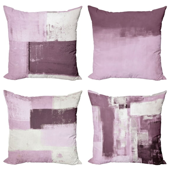 Ambesonne Throw Pillow Cover 4 Pack, , 16", Eggplant and Pastel Purple