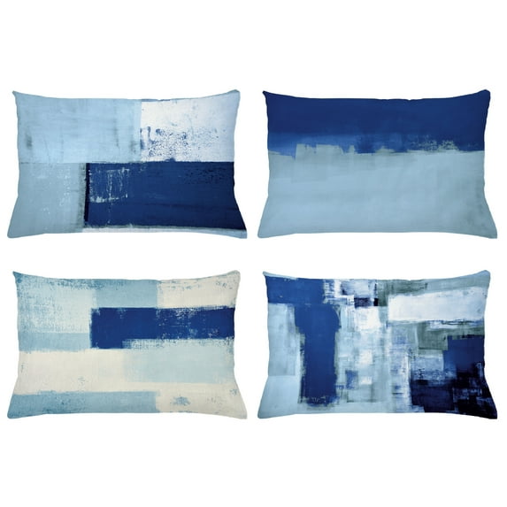 Ambesonne Throw Pillow Cover 4 Pack, , 12"x20", Night Blue and Pale Teal