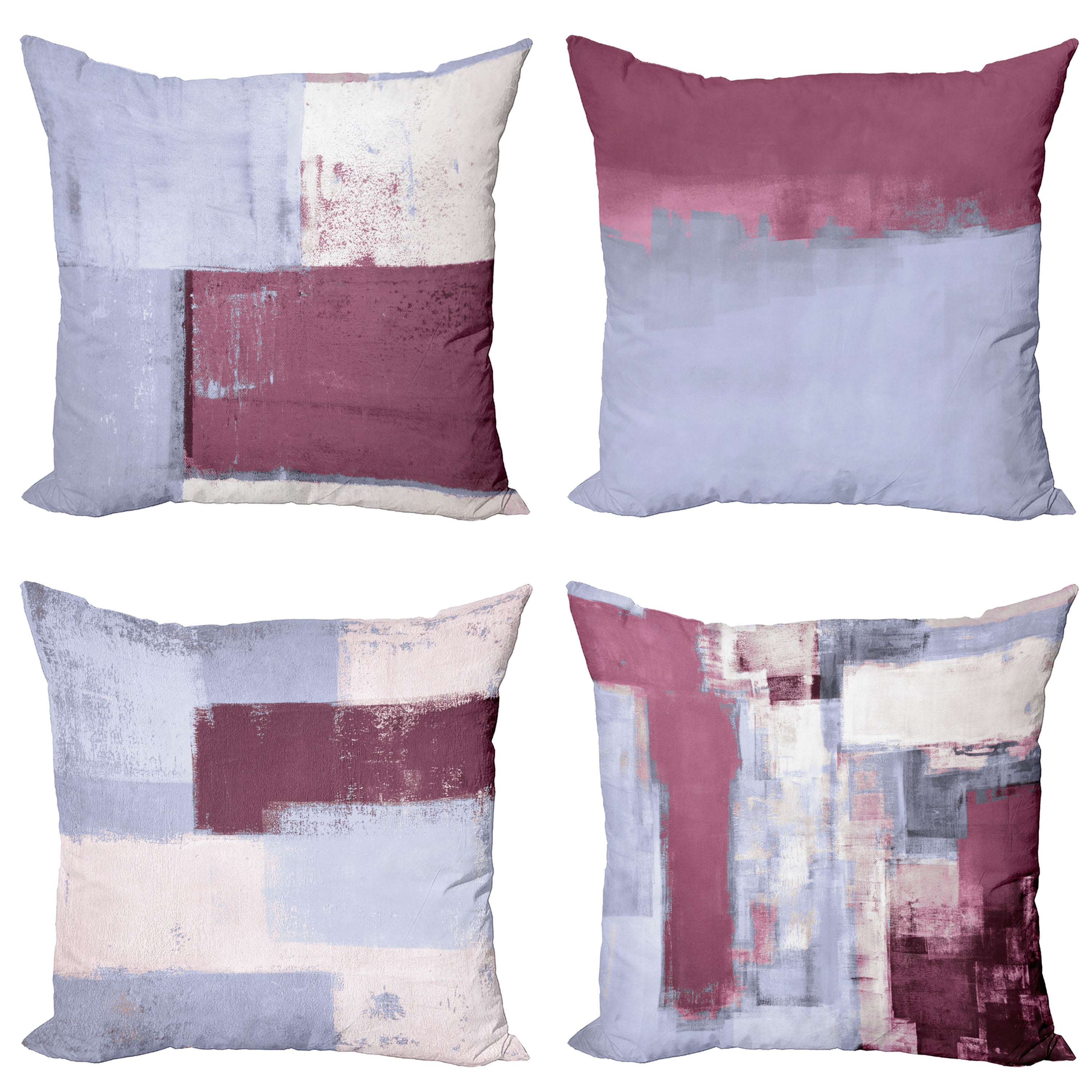 Pale Maroon and Ceil Blue Microfiber Kids Throw Pillow Covers, 20 inch, Set of 4