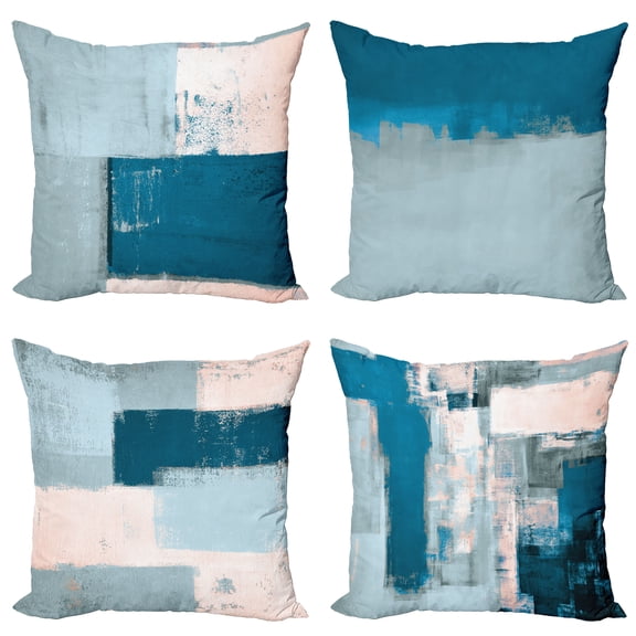 Ambesonne Throw Pillow Cover 4 Pack, , 16", Petrol Blue and Pale Teal