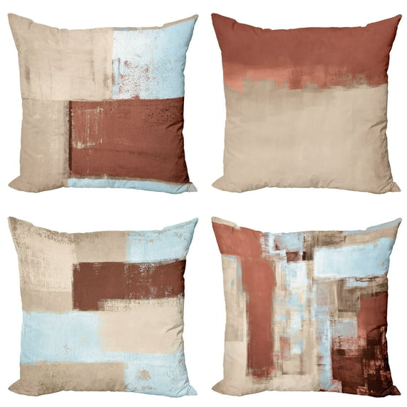 Ambesonne Throw Pillow Cover 4 Pack, , 20", Redwood Baby Blue and Tan