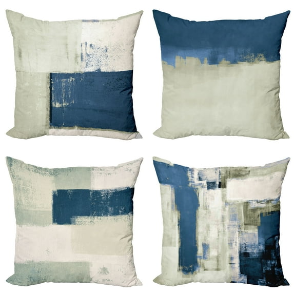Ambesonne Throw Pillow Cover 4 Pack, , 18", Sage Green and Petrol Blue