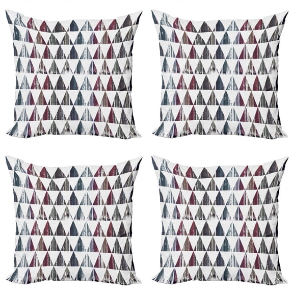Ambesonne Grunge Throw Pillow Cover 4 Pack, Egyptian Modern Pyramid, 20", Multicolor