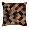 thumbnail image 1 of Grunge Throw Pillow Cushion Cover, Antique Looking Checkered Pattern in Brown Tones Vintage Grid Artistic Aged Display, Decorative Square Accent Pillow Case, 16 X 16 Inches, Multicolor, by Ambesonne, 1 of 2