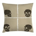 thumbnail image 1 of Grunge Throw Pillow Cushion Cover, Skull Figure on Murky Flat Framework Halloween Crossbones Spooky Monster Image, Decorative Square Accent Pillow Case, 18 X 18 Inches, Tan Dark Taupe, by Ambesonne, 1 of 2