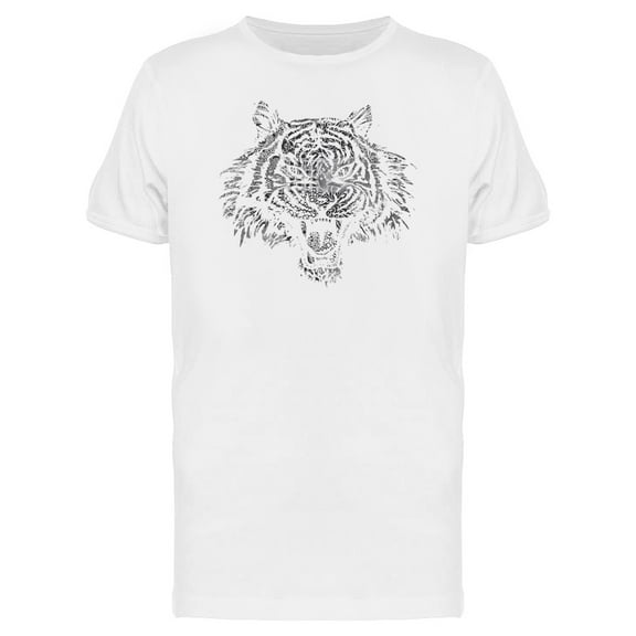 Grunge Tiger Roar B&W T-Shirt Men -Image by Shutterstock, Male Small