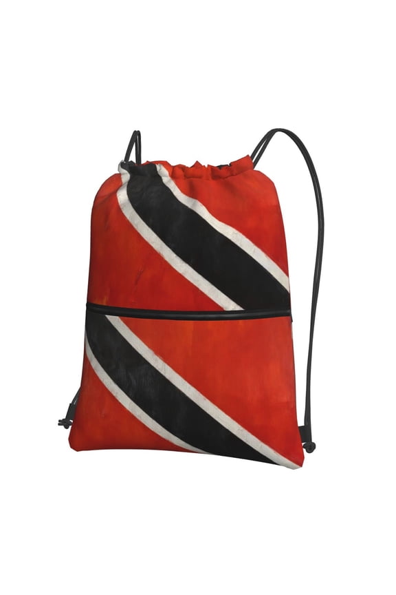 Grunge-Tobagos-Flag Drawstring Backpack Water Resistant String Bag Sports Sackpack Gym Sack For Men Women