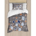 thumbnail image 1 of Grunge Twin Size Duvet Cover Set, Chemistry Laboratory with Display Formula Science Graphic Design, Decorative 2 Piece Bedding Set with 1 Pillow Sham, Grey Light Blue Indigo Red, by Ambesonne, 1 of 3