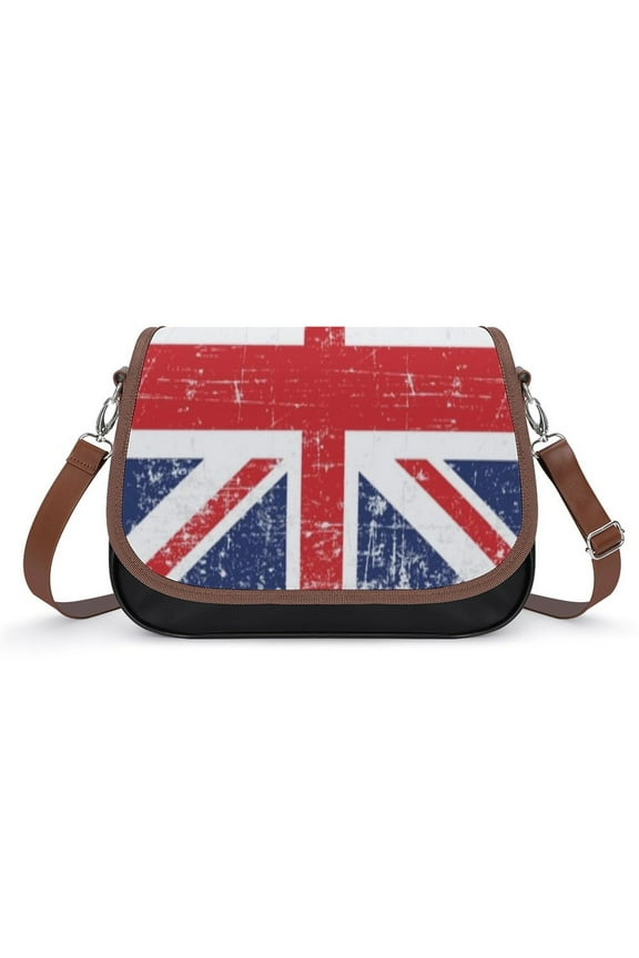 Grunge Uk Flag British Flag Vintage Crossbody Bag for Women Medium Leather Hobo Bags Shoulder Bag Classic City Leather Satchels