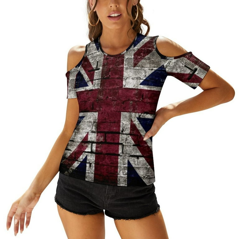 Grunge Uk Flag Great Britain Punk Style Distressed Wall Women Zipper Sexy Printed Vintage T Shirts Tops Full Print T Shirt Walmart