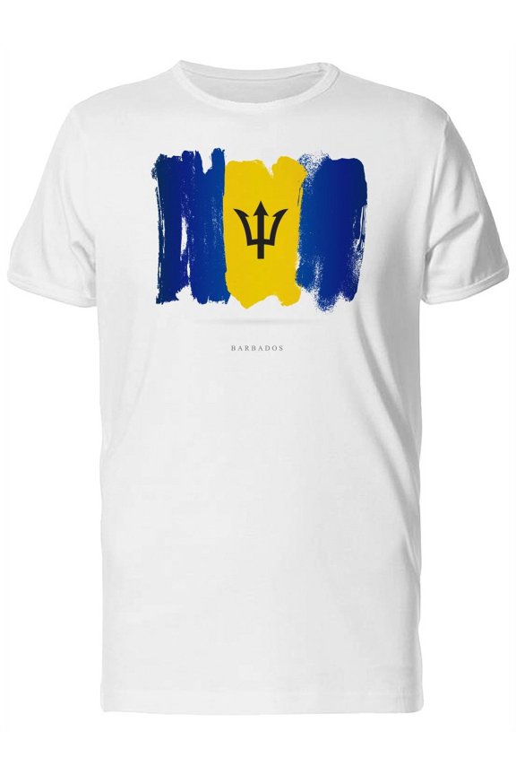 Grunge Watercolor Barbados Flag T-Shirt Men -Image by Shutterstock, Male XX-Large