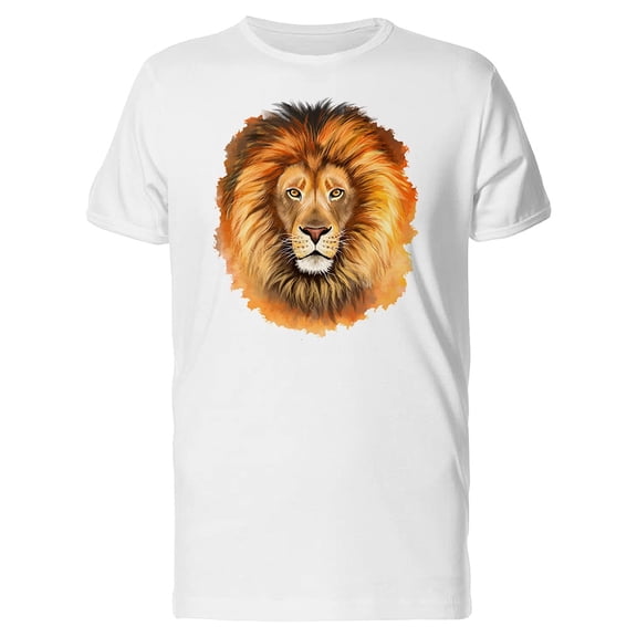 Grunge Watercolor Lion Animal Head T-Shirt Men -Image by Shutterstock, Male Large