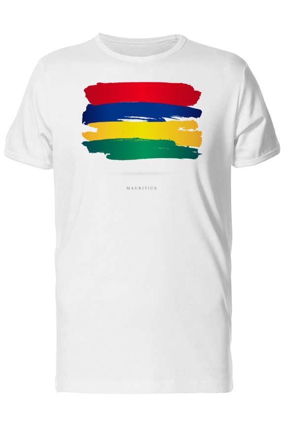Grunge Watercolor Mauritius Flag T-Shirt Men -Image by Shutterstock, Male Medium