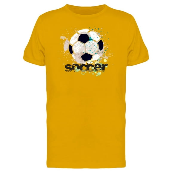 Grunge Watercolor Soccer Ball T-Shirt Men -Image by Shutterstock, Male 3X-Large