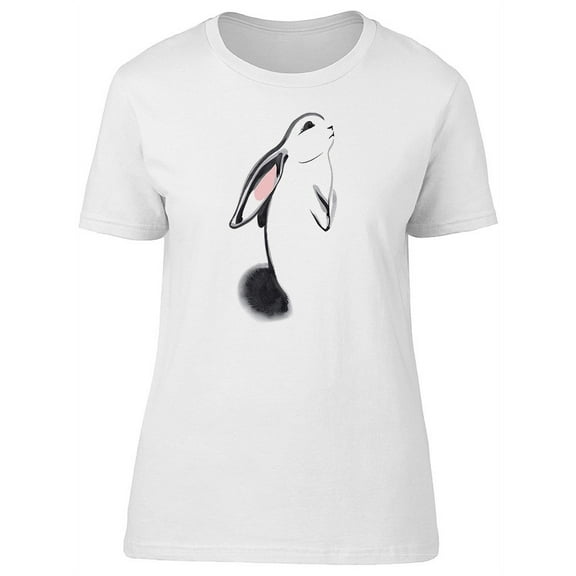 Grunge Watercolor White Bunny T-Shirt Women -Image by Shutterstock, Female Medium